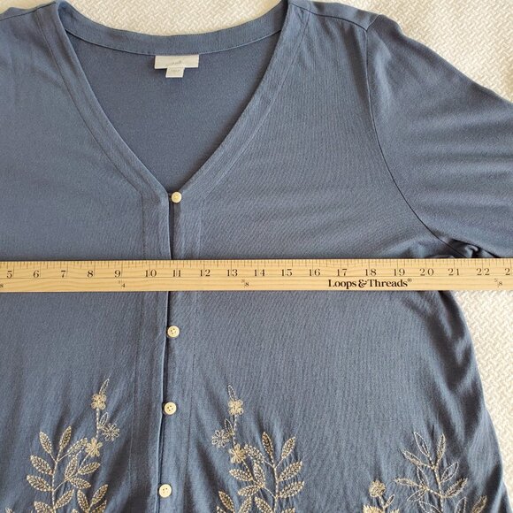 J Jill long sleeve Top Boho style with embroidered stitching cotton/modal Size L - Picture 5 of 11